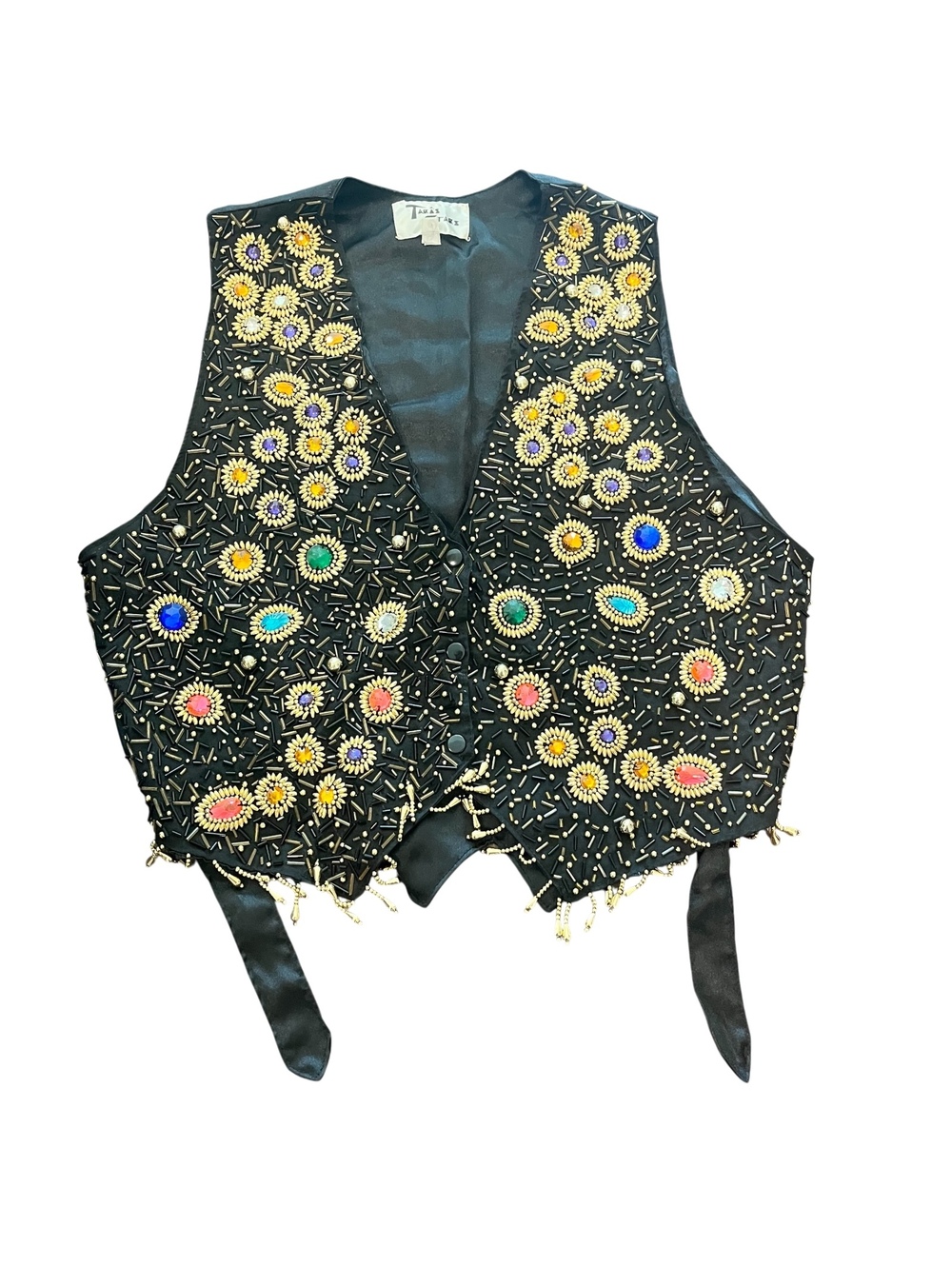Tara's Stars vintage black beaded embellished gem vest